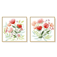 50cmx50cm Florals 2 Sets Gold Frame Canvas Wall Art