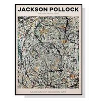 Wall Art 40cmx60cm Jackson Pollock Exhibition III Black Frame Canvas