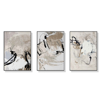 40cmx60cm Modern Abstract Beige 3 Sets Black Frame Canvas Wall Art