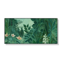 40cmx80cm The Equatorial Jungle Green Forest By Henri Rousseau Black Frame Canvas Wall Art