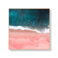 50cmx50cm Pink Sea Wood Frame Canvas Wall Art