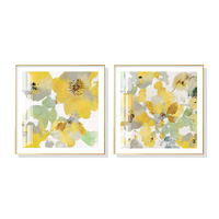 50cmx50cm Yellow Flowers American Style 2 Sets Gold Frame Canvas Wall Art