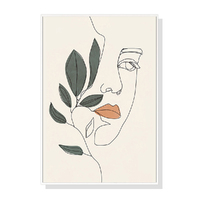 50cmx70cm Line Art Girl Face White Frame Canvas Wall Art