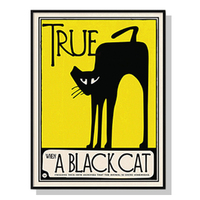 Wall Art 50cmx70cm Black Cat Black Frame Canvas