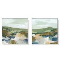 Wall Art 50cmx50cm Abstract Landscape 2 Sets White Frame Canvas