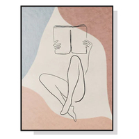 Wall Art 50cmx70cm Woman Reading Book Black Frame Canvas