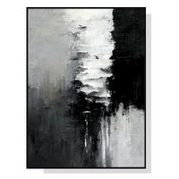 Wall Art 50cmx70cm Abstract Black White Artwork Black Frame Canvas
