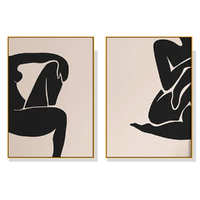 Wall Art 100cmx150cm Female Figure 2 Sets Gold Frame Canvas
