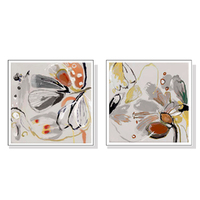 Wall Art 80cmx80cm Blooming Spring Floral 2 Sets White Frame Canvas