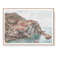 Wall Art 90cmx135cm Italy Cinque Terre Wood Frame Canvas
