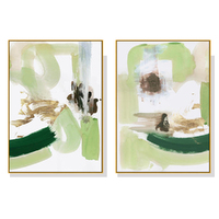 Wall Art 100cmx150cm Abstract Green Mint 2 Sets Gold Frame Canvas