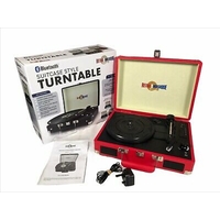 Bluetooth Suitcase Style Record Player - Red