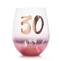 30th Birthday Blush Stemless Glass
