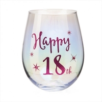 18th Birthday Irid Wine Glass