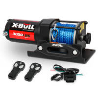X-BULL Electric Winch 12V 3000lbs/1360kg Synthetic Rope 2 Wireless remotes BOAT ATV UTV 4WD