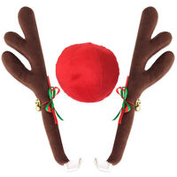 Reindeer Car Antlers and Nose Decoration Set Xmas Jingle Bells for Christmas