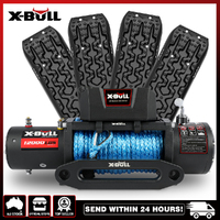 X-BULL 12000LB Electric Winch 12V Synthetic Rope with 4PCS Recovery Tracks Boards Gen3.0 Black