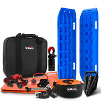 X-BULL Winch Recovery Kit with Recovery Tracks Gen 2.0 Blue Boards Snatch Strap Off Road 4WD