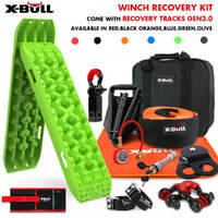 X-BULL Winch Recovery Kit with Recovery Tracks Boards Gen 3.0 Snatch Strap Off Road 4WD Green