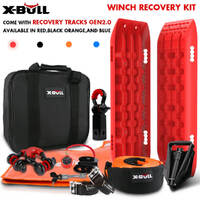 X-BULL Winch Recovery Kit Snatch Strap Off Road 4WD with Recovery Tracks Gen 2.0 Boards RED