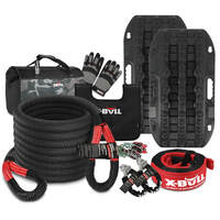 X-BULL 4WD Recovery Kit 15PCS Winch Recovery track Kinetic Rope Snatch Strap 4X4