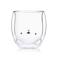 2pcs Cute Bear Mugs Double Wall Insulated Glasses for Juice Coffee Tea Milk - Polar Bear