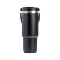 600ML Black Stainless Steel Travel Mug with Leak-proof 2-in-1 Straw and Sip Lid, Vacuum Insulated Coffee Mug for Car, Office, Perfect Gifts, Keeps 