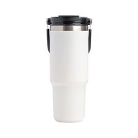 600ML White Stainless Steel Travel Mug with Leak-proof 2-in-1 Straw and Sip Lid, Vacuum Insulated Coffee Mug for Car, Office, Perfect Gifts, Keeps 