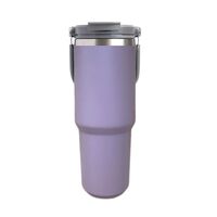 750ML Purple Stainless Steel Travel Mug with Leak-proof 2-in-1 Straw and Sip Lid, Vacuum Insulated Coffee Mug for Car, Office, Perfect Gifts, Keeps 