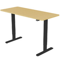 Fortia Sit To Stand Up Standing Desk, 120x60cm, 72-118cm Electric Height Adjustable, 70kg Load, White Oak Style/Black Frame