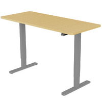 Fortia Sit To Stand Up Standing Desk, 120x60cm, 72-118cm Electric Height Adjustable, 70kg Load, White Oak Style/Silver Frame