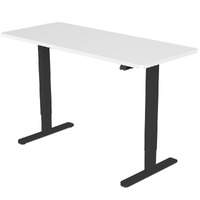 Fortia Sit To Stand Up Standing Desk, 120x60cm, 72-118cm Electric Height Adjustable, 70kg Load, White/Black Frame