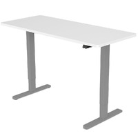 Fortia Sit To Stand Up Standing Desk, 120x60cm, 72-118cm Electric Height Adjustable, 70kg Load, White/Silver Frame