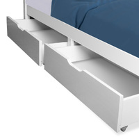 Kingston Slumber 2x Under Bed Storage Drawers White Pine Wooden Wheels