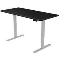 Fortia Sit To Stand Up Standing Desk, 160x75cm, 62-128cm Electric Height Adjustable, Dual Motor, 120kg Load, Arched, Black/Silver Frame