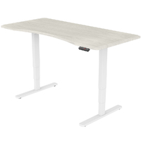 Fortia Sit To Stand Up Standing Desk, 160x75cm, 62-128cm Electric Height Adjustable, Dual Motor, 120kg Load, Arched, White Oak Style/White Frame