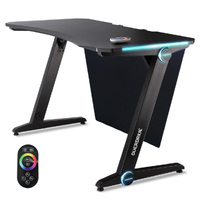 OVERDRIVE Gaming Desk 120cm PC Computer LED Lights Carbon Fibre Style Black RGB