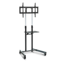 FORTIA TV Stand Mobile Mount 37-70 Inch Tall Universal Rolling Trolley Black 65Inch