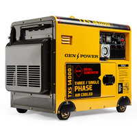 Portable Diesel Generator GenPower 7kW Peak Three Single Phase Key Start 13HP 420cc Engine