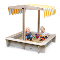 ROVO KIDS Sandpit Toy Box Canopy Wooden Outdoor Sand Pit Children Play Cover