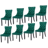 8x Velvet Dining Chairs- Green