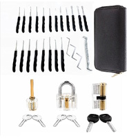GOMINIMO 34 Pcs Lock Picking Kit with 3 Transparent Practice Training Padlocks 6 Keys and a Carrying Bag (Black) GO-LPK-100-RYT