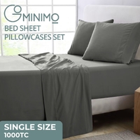 GOMINIMO 4 Pcs Bed Sheet Set 1000 Thread Count Ultra Soft Microfiber - Single (Grey) GO-BS-109-XS