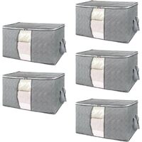 GOMINIMO 5 Pack 105L Clothes Storage Bag with Handles (Grey) GO-CSB-100-TL