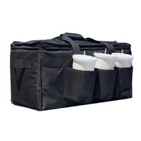 GOMINIMO Insulated Food Delivery Bag with Cup Holders (Black & Grey) GO-FDB-101-KLAD