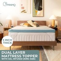 GOMINIMO Dual Layer Mattress Topper 3 inch with Gel Infused (King) GO-MTP-107