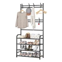 GOMINIMO Clothes Rack with Shoe Rack Shelves (Black) GO-CSR-100-PR