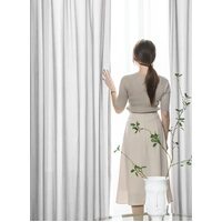 GOMINIMO Natural Linen Blended Curtains (Set of 2, W132cm x D243cm, Light Grey) GO-CNB-107-MM