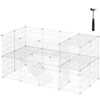 SONGMICS Metal Wire Two-Story Pet Playpen with Zip Ties White