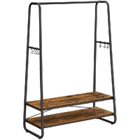 VASAGLE Clothes Rack with 2 Shelves Rustic Brown and Black RGR112B01
